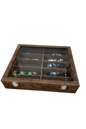 GÖZLÜK KUTUSU 10'LU ALCANTRA KAHVE