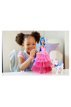 Barbie Mavi Saçlı Prenses Bebek Hrr16