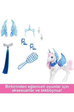 Barbie Mavi Saçlı Prenses Bebek Hrr16