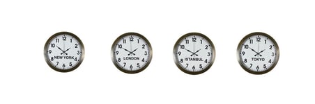 Antique Time Eskitme 4’lü Metal 36 cm Dünya Duvar Saatleri