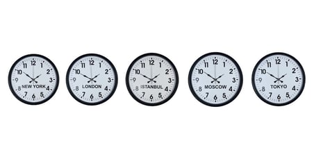 Standart Dünya Saatleri 5’li Siyah Set 36 cm