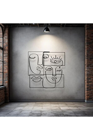 Soyut Yüz Metal Duvar Dekoru – Modern Minimalist Sanat Tablosu Ev Ofis Dekoru