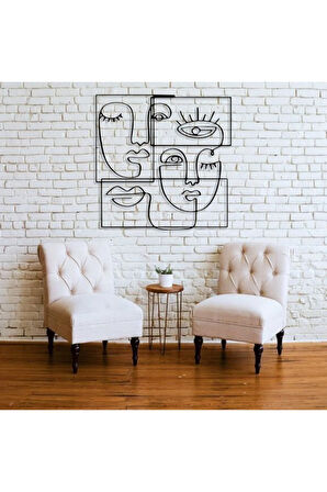 Soyut Yüz Metal Duvar Dekoru – Modern Minimalist Sanat Tablosu Ev Ofis Dekoru