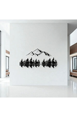Dağ ve Orman Silüeti Metal Duvar Dekoru – Doğa Temalı Minimalist Tasarım