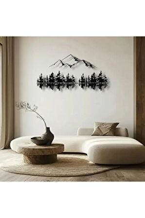 Dağ ve Orman Silüeti Metal Duvar Dekoru – Doğa Temalı Minimalist Tasarım