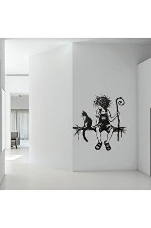 Kedi ve Çocuk Metal Duvar Dekoru – Modern Sanatsal Tasarım