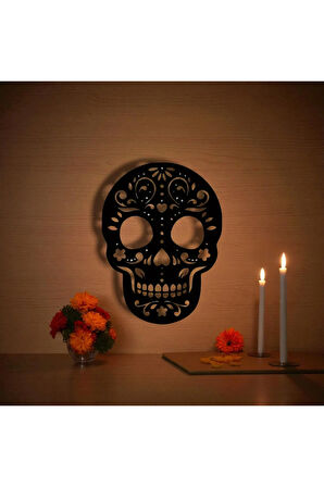 Metal Duvar Dekoru Kafatası Modeli – Gotik Halloween Ev ve Ofis Aksesuarı