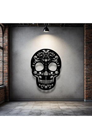 Metal Duvar Dekoru Kafatası Modeli – Gotik Halloween Ev ve Ofis Aksesuarı