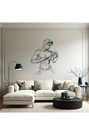 Fitness Erkek Figürü Metal Duvar Dekoru – Kaslı Vücut Modern Sanat Tasarımı
