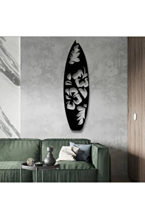 Metal Sörf Temalı Duvar Dekoru – Modern Floral Tasarım Ev Ofis Aksesuar