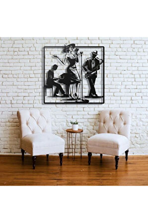 Metal Duvar Dekoru – Caz Müzik Grubu Tasarımı Modern Minimalist Ev Ofis Salon Duvar Aksesuarı