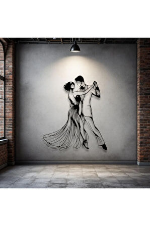Metal Dansçı Figürü Duvar Dekoru – Modern Minimalist Çift Dans Metal Tablo Ev ve Ofis Duvar Süsü