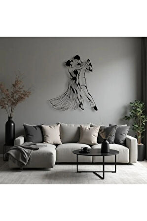 Metal Dansçı Figürü Duvar Dekoru – Modern Minimalist Çift Dans Metal Tablo Ev ve Ofis Duvar Süsü