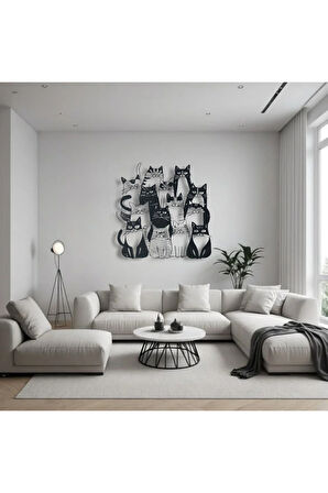 Metal Kedi Duvar Dekoru – Modern Karikatür Tasarım Ev Ofis Dekoratif Kedi Tablosu