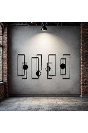 Metal Geometrik Duvar Dekoru Seti – Modern Minimalist Dikdörtgen Çizgisel Tasarım Ev Ofis Tablo