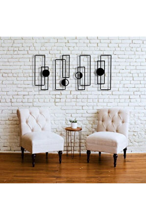 Metal Geometrik Duvar Dekoru Seti – Modern Minimalist Dikdörtgen Çizgisel Tasarım Ev Ofis Tablo