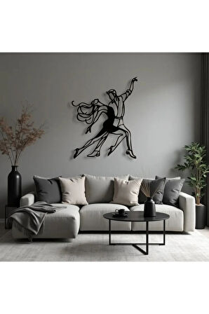 Metal Dansçı Figürü Duvar Dekoru – Modern Çift Dans Metal Tablo Salon Antre Ofis Dekorasyon