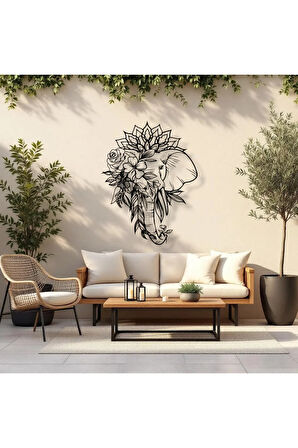 Metal Fil Çiçek Desenli Duvar Dekoru – Bohem Modern Metal Tablo Salon Antre Ofis Dekorasyon
