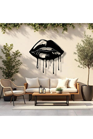 Damlalı Dudak Metal Tablo – 3D Gölgeli Modern Duvar Dekoru, Estetik Ev ve Ofis Hediyesi
