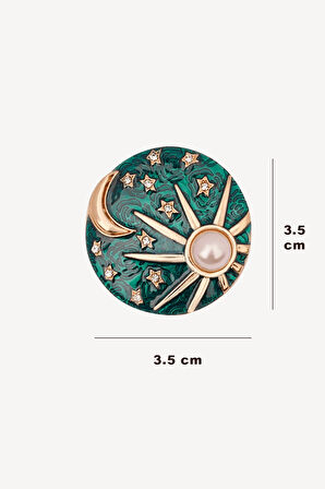 Ay Yıldız İncili Broş