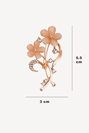Çiçekli Broş - Zirkon Taşlı