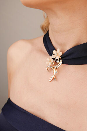 Çiçekli Broş - Zirkon Taşlı