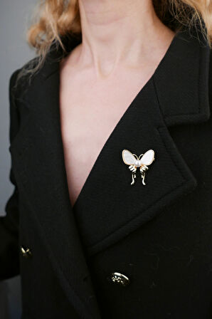 Kelebek Broş | İnci ve Sedef Taşlı