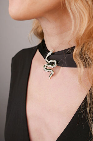 Yılan Broş | Zirkon Taşlı