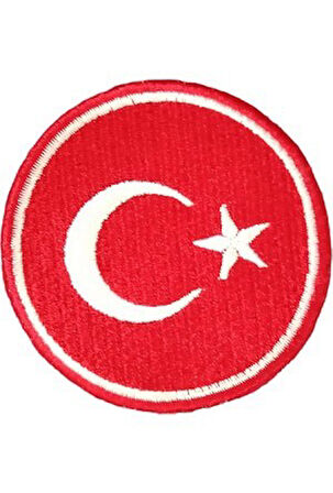 Aplike Ütü İle Yapışan Türk Bayrağı Yuvarlak Küçük Arma 3 cm