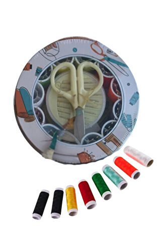 İplik Set Teneke Kutu Dikiş Seti