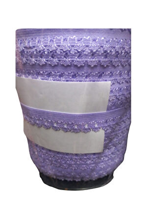 Çamaşır Lastiği Dantelli 1 cm 1 Metre Açık Mor