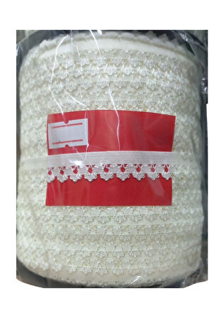 Çamaşır Lastiği Dantelli 1 cm 75 Metre 1 Top Ekru