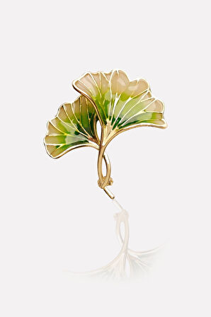Ginkgo Biloba Fular ve Broş Hediye Seti