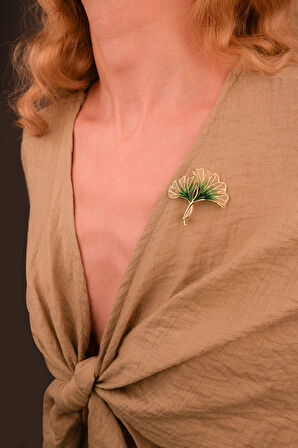 İkili Ginkgo Biloba Yaprak Broş