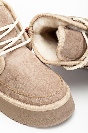 Suins Stein Model İçi Komple Kürklü Bağcıklı Siyah Taba Ten Kadın Bot