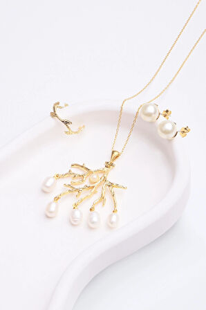 İncili Salkım Kolye