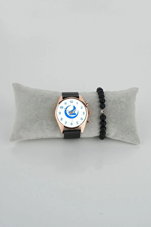 Hilal Bozkurt Uluyan Kurt Tasarım Mavi Yazı Beyaz Fon Erkek Kol Saati Bileklik Hediye