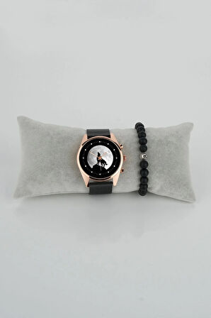 Ay ve Uluyan Kurt Tasarım Noktalı Kadran Erkek Kol Saati Bileklik Hediye