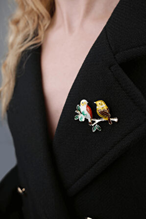 Kuşlar Mineli Broş