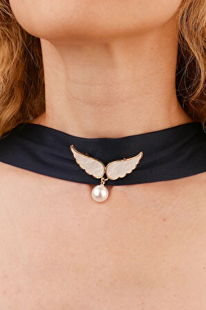 Sedef ve İncili Melek Kanadı Broş