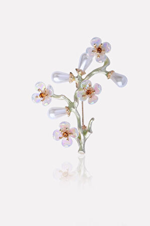 Sakura Çiçeği İncili Broş