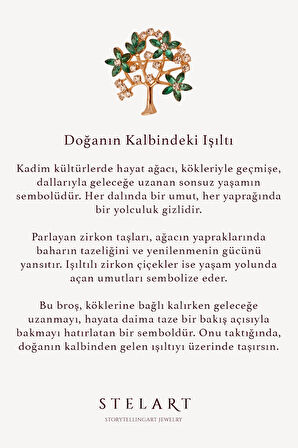 Yeşil Zirkon Taşlı Hayat Ağacı Broş
