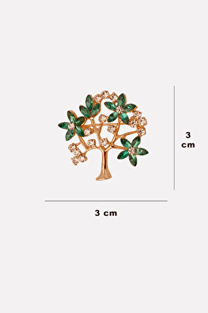 Yeşil Zirkon Taşlı Hayat Ağacı Broş