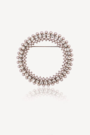 Zirkon Taşlı İncili Broş