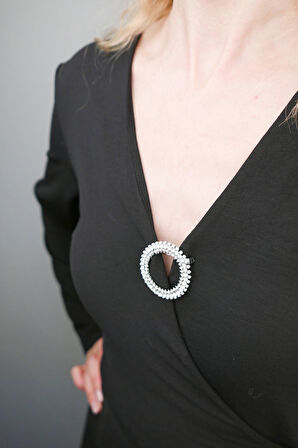 Zirkon Taşlı İncili Broş