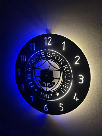 1907 LED Işıklı Tablo Duvar Dekoru Saati Siyah Ahşap Lazer Mdf
