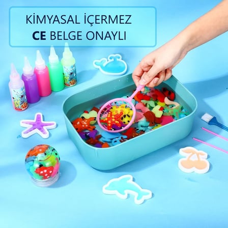 Elf Aqua Gel sihirli su oyuncak seti 5 jel şişe 6 adet kalıp