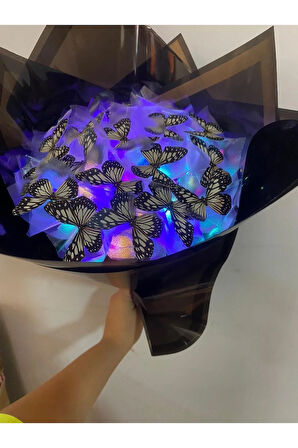 BEJ-SİYAH KELEBEK BUKETİ