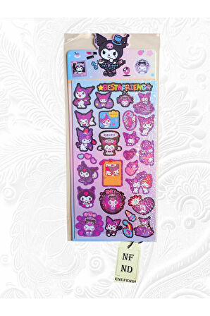 SANRİO ANİME STİCKER PARLAK YAPIŞKANLI HELLO KİTTY KUROMİ SİMLİ TELEFON DEFTER DOLAP AYNA STİCKER