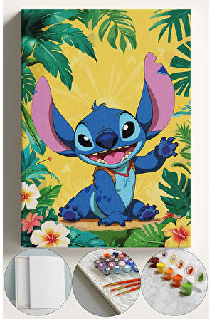 Çocuk Sayılarla Boyama Numaralı Tuval Seti Fırça Boya Dahil 40x50 Cm STİCK ORMAN